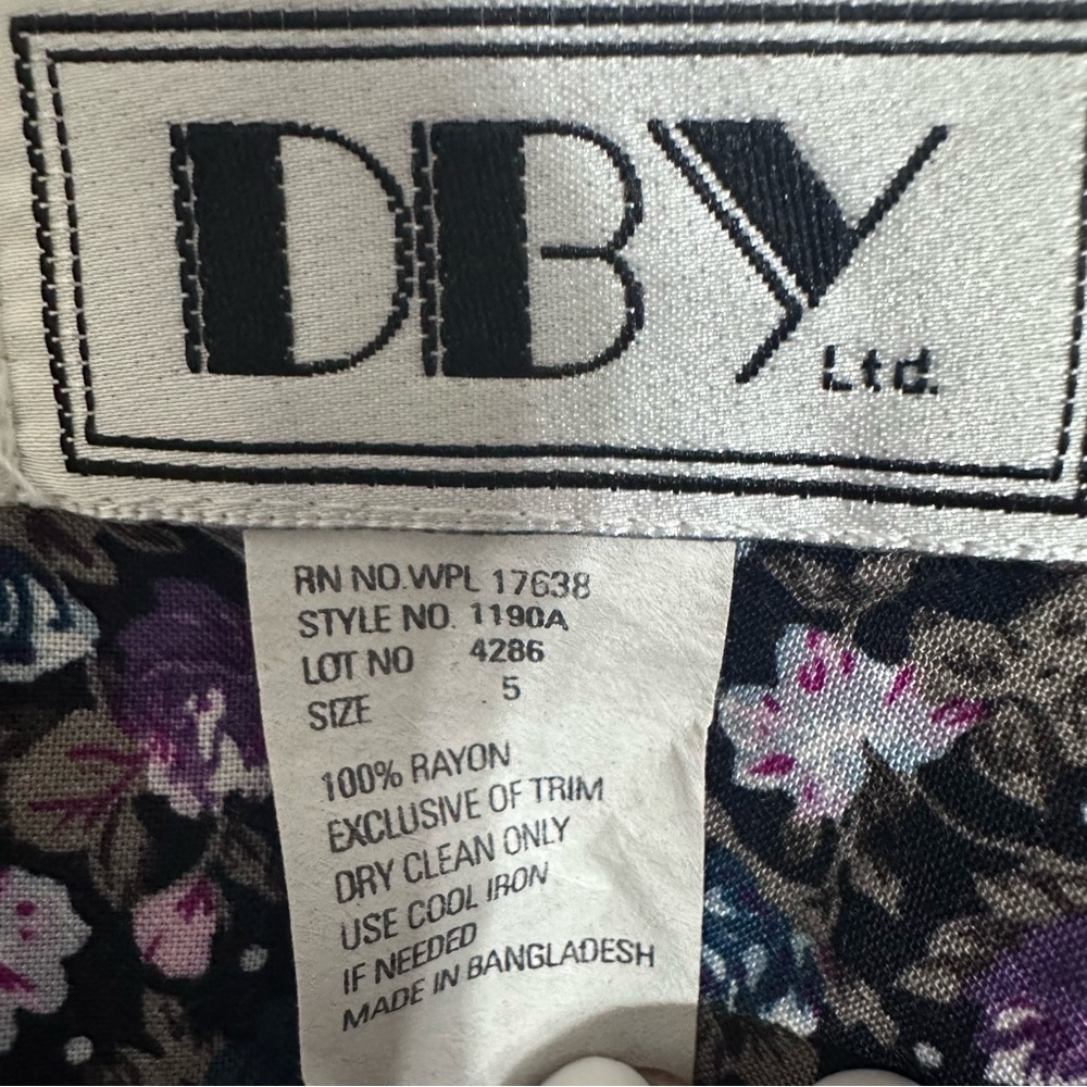 Vintage DBY Ltd Floral Maxi Dress Cottagecore Button Front Rayon Size 5/XS - Picture 8 of 11